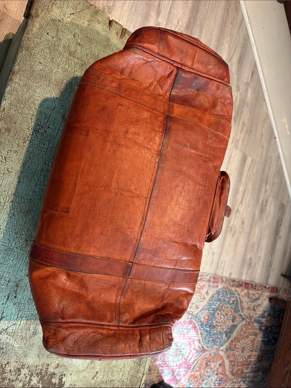 Komal’s Passion Leather Large Brown Leather 23” Weekender Duffel Travel Bag
